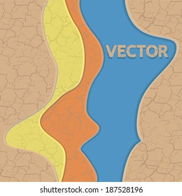 Vector cracked earth texture and water