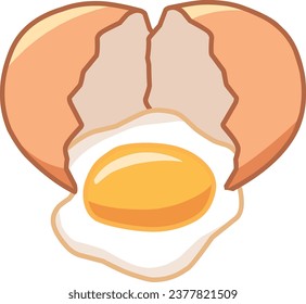 Vector Cracked Eggshell Illustration, Broken Eggshell - Vector Design Element, Cracked Egg with Yolk, Eggshell Split with Whole Egg