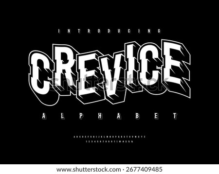 Vector of cracked font and alphabet design with uppercase, numbers and symbols