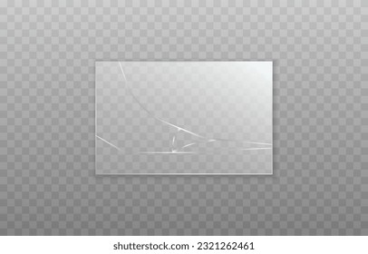 Vector cracked glass. Cracked glass png. Cracked window, surface png. Broken rectangular glass.