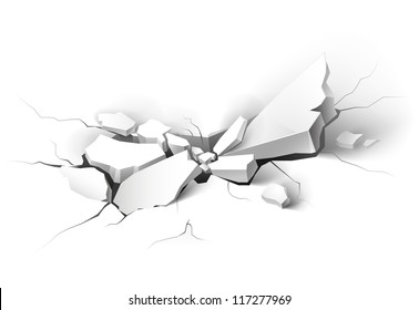 vector cracked ground on white background