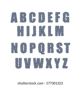 Vector cracked stone alphabet on a white background. Illustration
