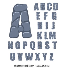 Vector cracked stone alphabet on a white background. Illustration
