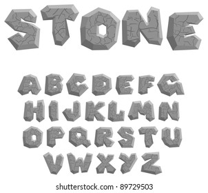 Vector cracked stone alphabet on a white background