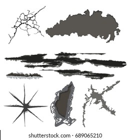 Vector crackle texture with many cracks scratches abstract grunge rough wall holes dust vector illustration.