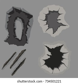 Vector crackle texture with many cracks scratches abstract grunge rough wall holes dust vector illustration.