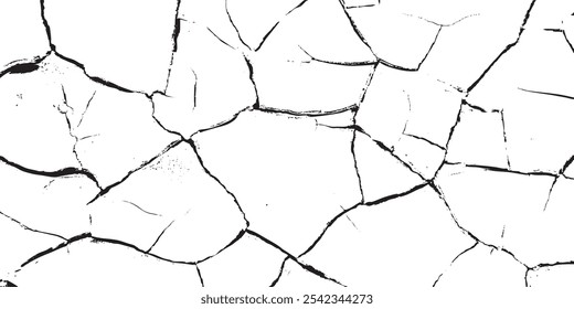 Vector cracks, breaks on land surface from earthquake. old wall background crack vector, grunge texture. cracked white paint on a white background. 


