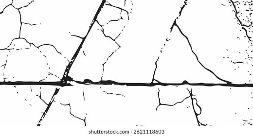 Vector cracks, breaks on land surface from earthquake. old wall background crack vector, grunge texture. cracked white paint on a white background. crack ground for abstract background on white back
