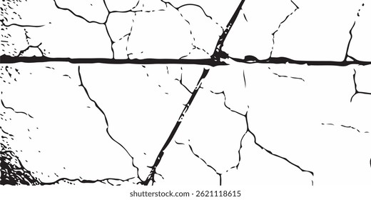 Rachaduras no vetor, quebras na superfície terrestre do terremoto. vetor de rachadura de fundo de parede velho, textura grunge. tinta branca rachada em um fundo branco. chão rachado para fundo abstrato no fundo branco