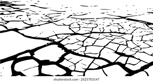 Rachaduras no vetor, quebras na superfície terrestre do terremoto. vetor de rachaduras no fundo da parede velho, textura grunge. tinta branca rachada em um fundo branco. 