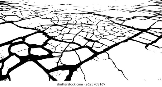 Vector cracks, breaks on land surface from earthquake. old wall background crack vector, grunge texture. cracked white paint on a white background. 
