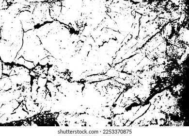 Vector the cracks concrete texture white and black background.