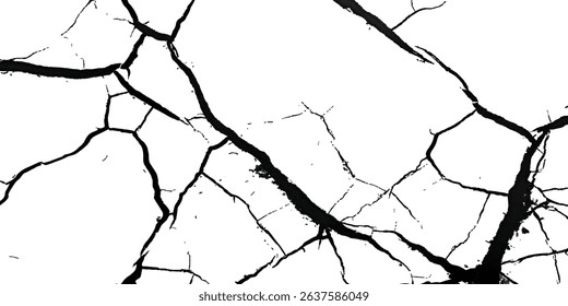Vector the cracks concrete wall texture white and black. Grungy, grunge effect, grunge texture, dry land crack effect,	