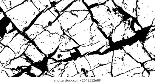 Vector the cracks concrete wall texture white and black. Grungy, grunge effect, grunge texture, dry land crack effect,	Abstract grunge black and white distressed texture background. 