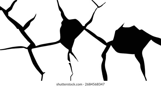 Vektor die Risse Betonwand Textur weiß und schwarz. Grunge, Grunge-Effekt, Grunge-Textur, Trockenland-Riss-Effekt,	Grunge, Grunge-Effekt, Grunge-Textur, Trockenland-Riss-Effekt,