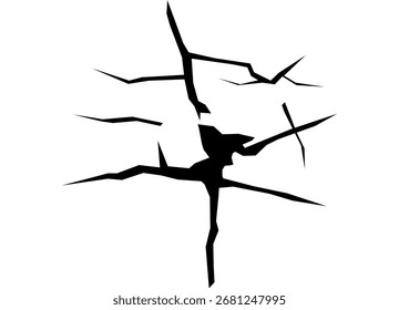 El Vector se agrieta por el impacto. Elemento de diseño negro sobre fondo blanco. Patrón para la decoración, publicidad, juegos. Fondo de Vector moderno. Vidrio roto, piedra