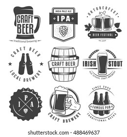 Vector craft beer badges and logos. Set of retro beer labels.