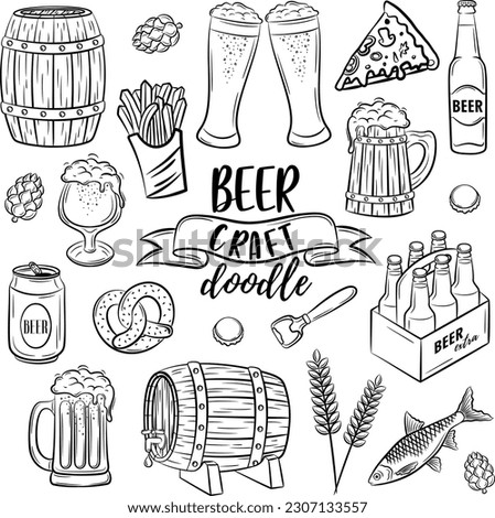Vector craft beer doodle set