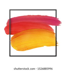 Vector craft label brush stroke backgrounds, paints for tags and stamps design. Framed label backgrounds patch. Color combinations catalog elements. Ink smudges, stains, spots. 