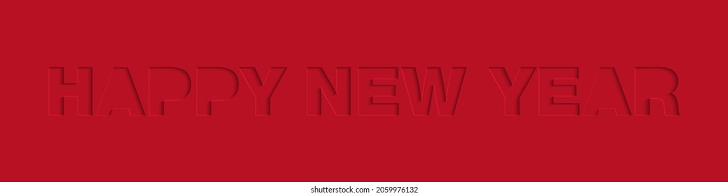 Papel vectorial que corta el tipo de letra de las formas rojas. 3 caracteres aislados, tipo de origami para las vacaciones. Neumorfismo de estilo mínimo. Feliz Año Nuevo por banner, portada, sitio, medios sociales, negocios.