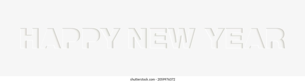 Papel vectorial que corta el tipo de letra de las formas blancas. 3 caracteres aislados, tipo de origami para las vacaciones. Neumorfismo de estilo mínimo. Feliz Año Nuevo por banner, portada, sitio, medios sociales, negocios.