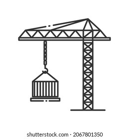 Vector Crain Outline Icon, Crain And Weight Related 4000x4000 Pixel, Editable Stroke Whitebackground