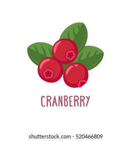 Vector Cranberry Icon. Flat Cartoon Illustration