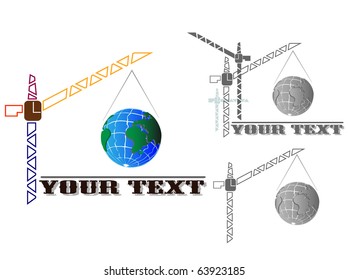 vector crane and earth