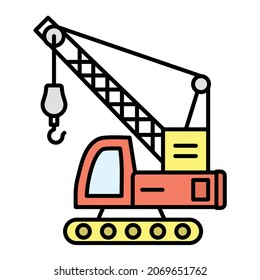 Vector Crane Filled Outline Icon Design
