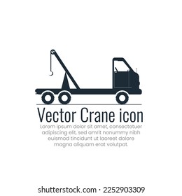 ilustración de grúa vectorial, icono del transporte, silueta de camión pesado