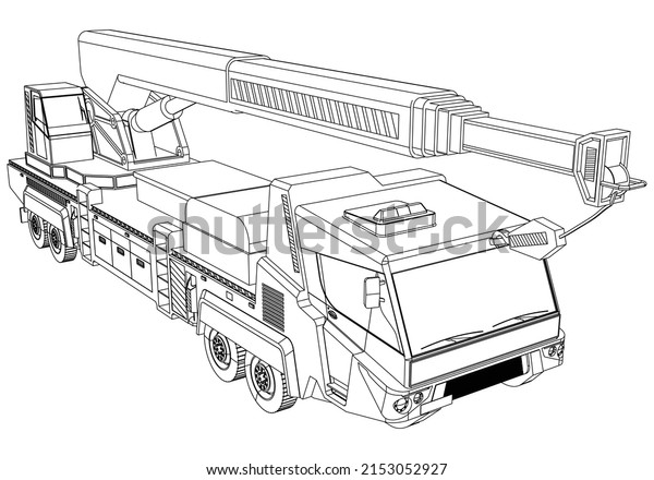 Vector\
crane truck template isolated on white\
background.