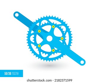 Vector crank road bike chainring set 50 - 36  teeth. Isolated on white background.