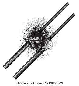 Vector Crash test  Print . Textured Tire Track . Design Element . Car tread silhouette . Mud splash grunge texture. Tyre track banner