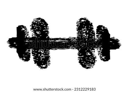 vector crayon or chalk dumbell, isolated on white
