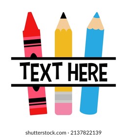 Vector Crayon Pencil and Colored Pencil Name Frame