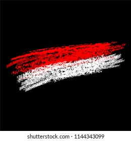 vector Crayon Sketch Indonesia Flag, Isolated on black background