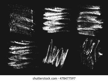 Vector crayons hand drawing abstract on white background set, chalk brush stroke design art, pastel black color grunge texture pattern, drawing chalk on chalkboard