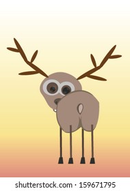 Vector crazy and cute cartoon deer