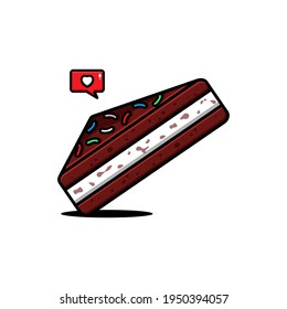 vector cream cake illustration design. The cream cake design with an outline is suitable for stickers, icons, mascots, logos, clip art, and other graphic purposes