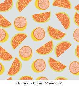 Vector cream citrus fruit seamless pattern background. Great for fabric, home decor, scrapbooking, food packaging projects.