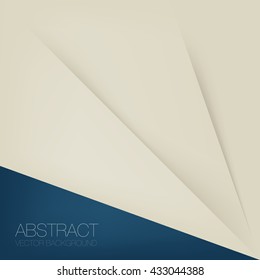 Vector cream color paper background and blue color overlap paper layer with space for text and message design