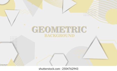 Vector cream Geometric Background with line and shape (round circle, triangle, hexagon)