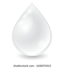 Vector Cream Or Milk Drop Isolated On White Background. Realistic Illustration Droplet Can Use In Cosmetic Or Nutrition Ad.