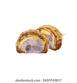Vector of cream puff illustrations isolated on white background. Watercolor