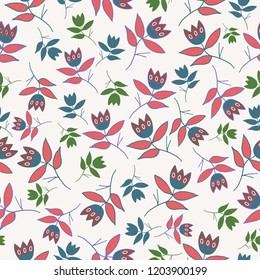 Vector Cream winter folk florals seamless pattern background. Perfect for fabric, textiles, scrapbooking and wallpaper projects.