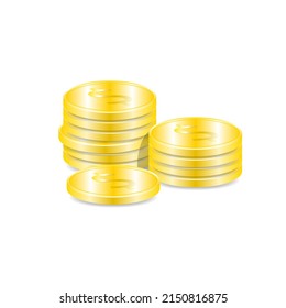 Diseño de vectores, pila de monedas de oro en fondo aislado, elementos de ilustración empresarial.