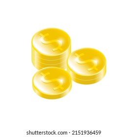 Vector create design, Gold coin stack on isolated background, Business illustration elements.