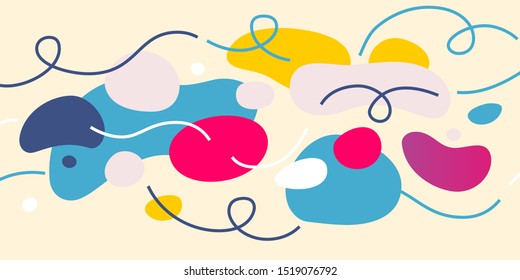 Vector creative abstract bright illustration with cloud shape and line on light background. Flat style design for web, site, social media banner