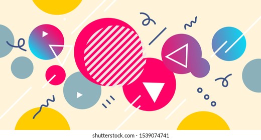 Vector creative abstract bright illustration with different circle shape on light background. Flat style design for web, site, social media banner
