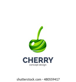 Vector creative abstract cherry fruit logo created with waves